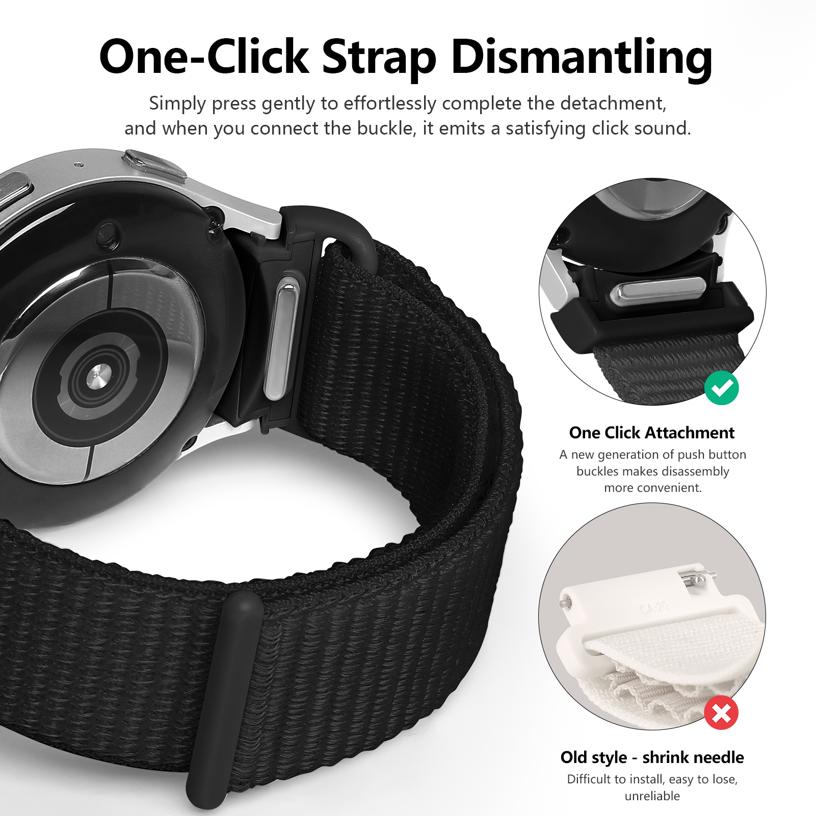 Nylon loop Band For Samsung Galaxy Watch 7 6 5 4 44mm 40mm 5 pro 45mm Sport 20mm bracelet Galaxy Watch6 Classic 47mm 43mm Strap