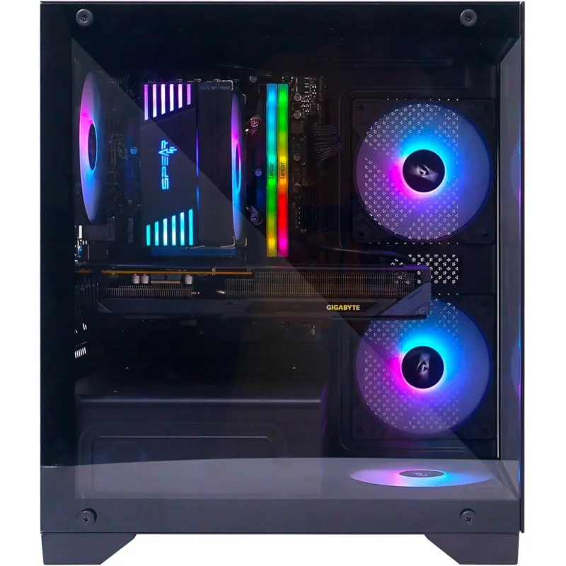 게이밍 PC – 코어 i5-14400F, RTX 5060 8GB 트리플 팬, 32GB DDR5, 1TB NVMe SSD 3300MB/s, 600W 전원 공급 장치, ARGB mATX 케이스(4개의 ARGB 팬 포함)