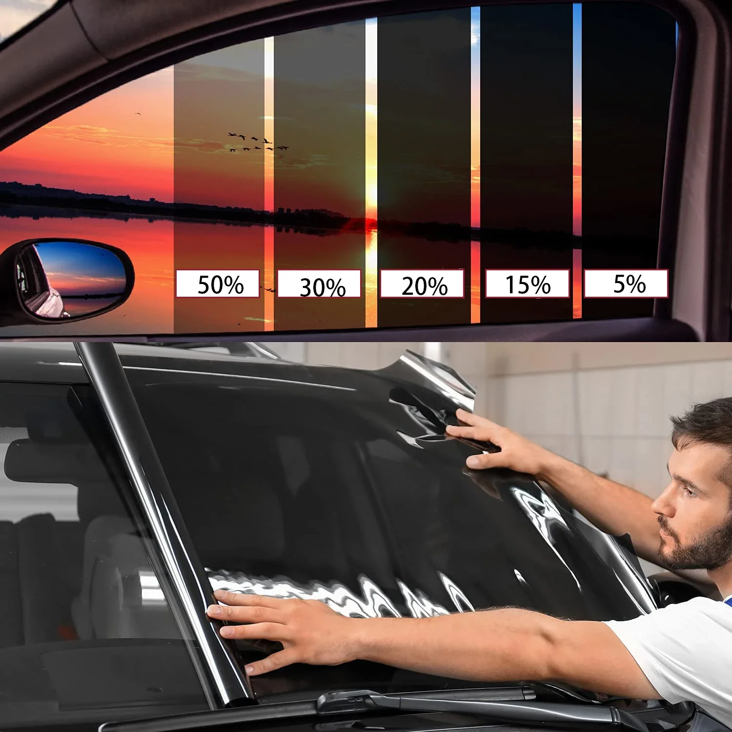 Película opaca para ventana de coche, privacidad, parasol para parabrisas delantero, bloque de calor y UV, película opaca para ventana, parasol para parabrisas de coche