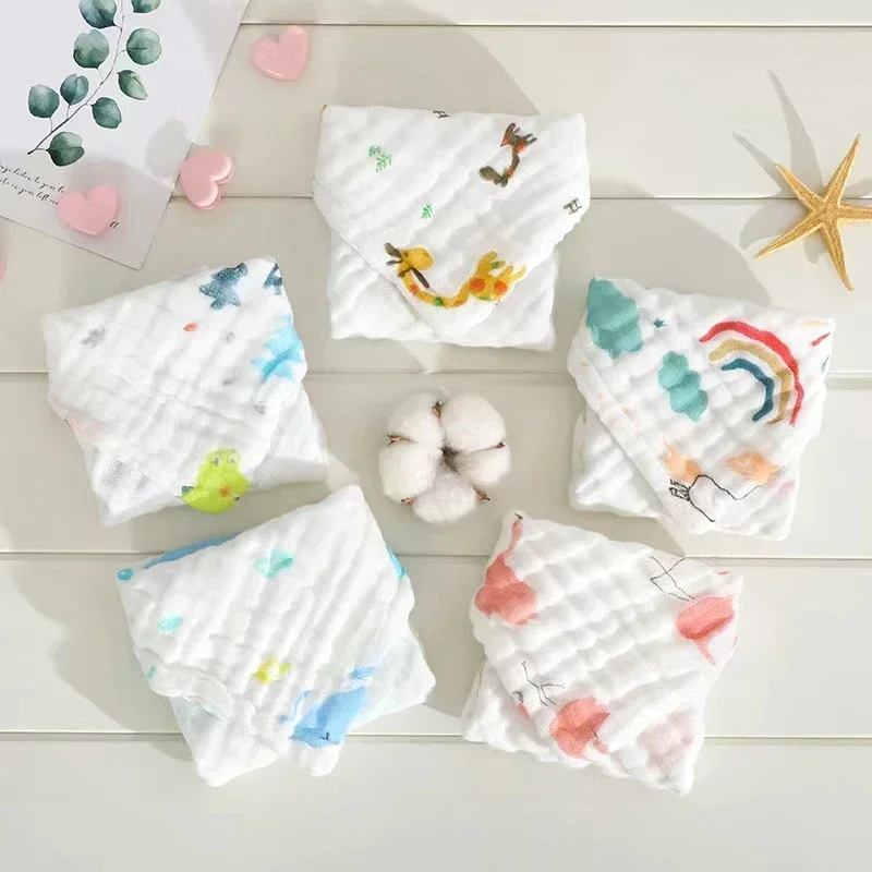 5 pz Asciugamano per il viso del bambino Fazzoletto da bagno Alimentazione Viso Panno per il viso Pulire Panno per ruttini Lotto Mussola 6 strati di cotone Morbido Asciugamani per bambini