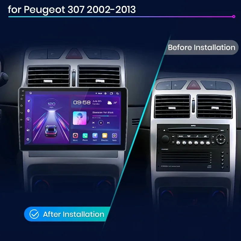 Junsun AI Bezprzewodowe CarPlay dla Apple Android Auto Radio Samochodowe do Peugeot 307 307CC 307SW 2002-2013 GPS Multimedia RDS WiFi Stereo
