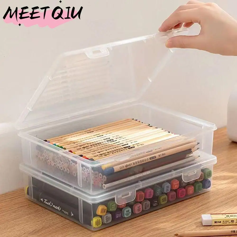 1Pc Transparent Storage Container Plastic Dustproof Box Stationery Jewelry Portable Large Capacity A4 A5 File Organizer Supplies