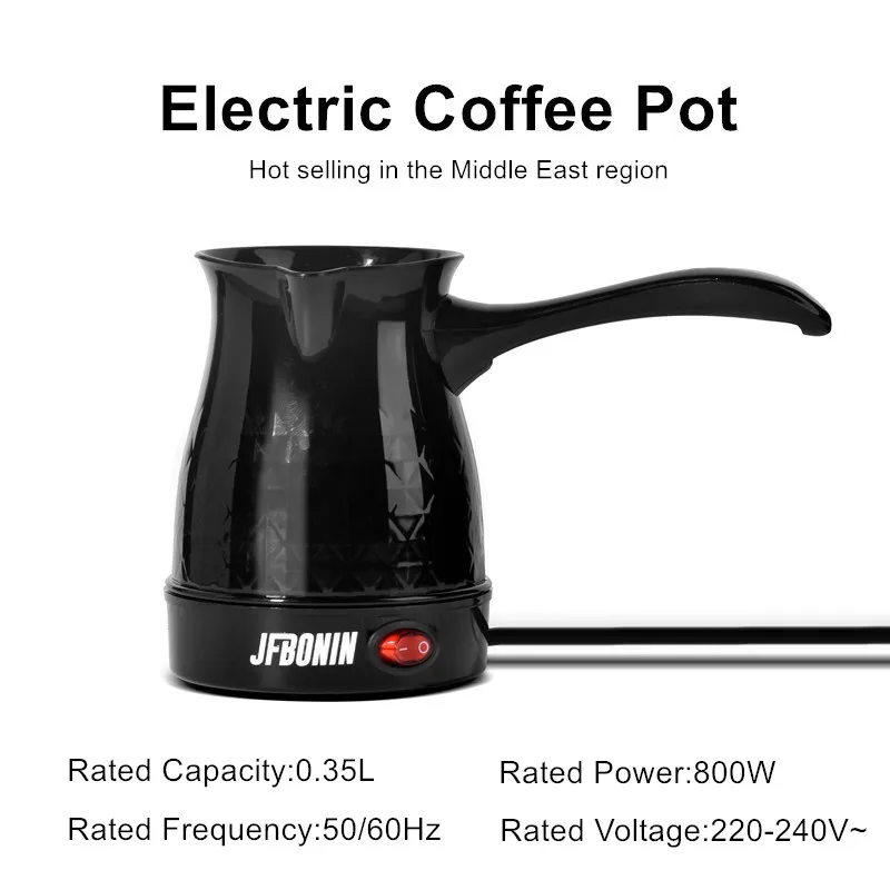 Cafetera eléctrica turca de plástico de 0,35l, hervidor eléctrico, tetera de ebullición rápida, café de preparación de Oriente Medio