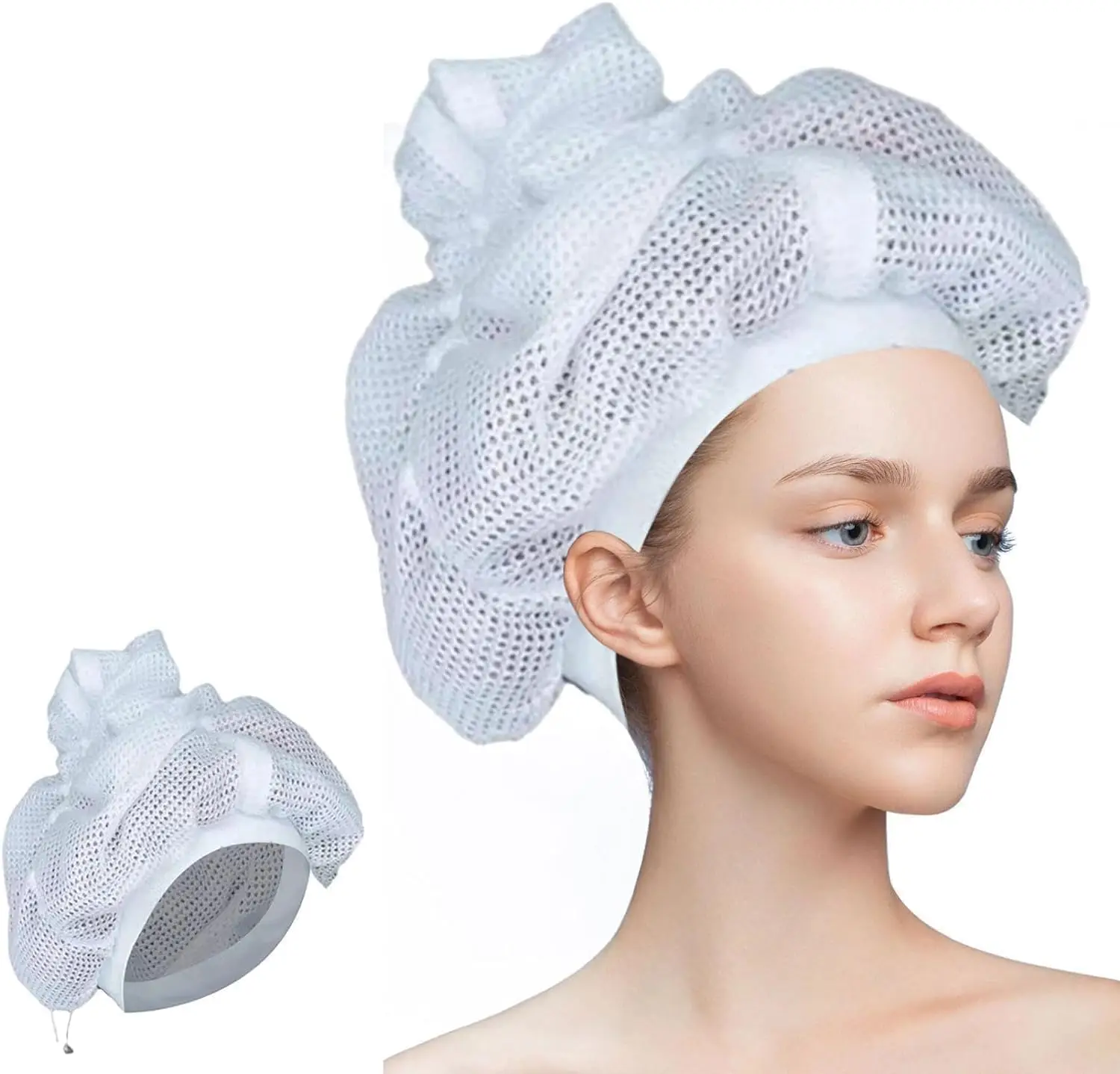 2 Stück Netz-Plopping-Kappe zum Trocknen von lockigem Haar, Blockhaube für lockiges Haar, Netz-Plopping-Kappe, Netz-Plopping-Motorhaube, lockiges Haarnetz-Plopping