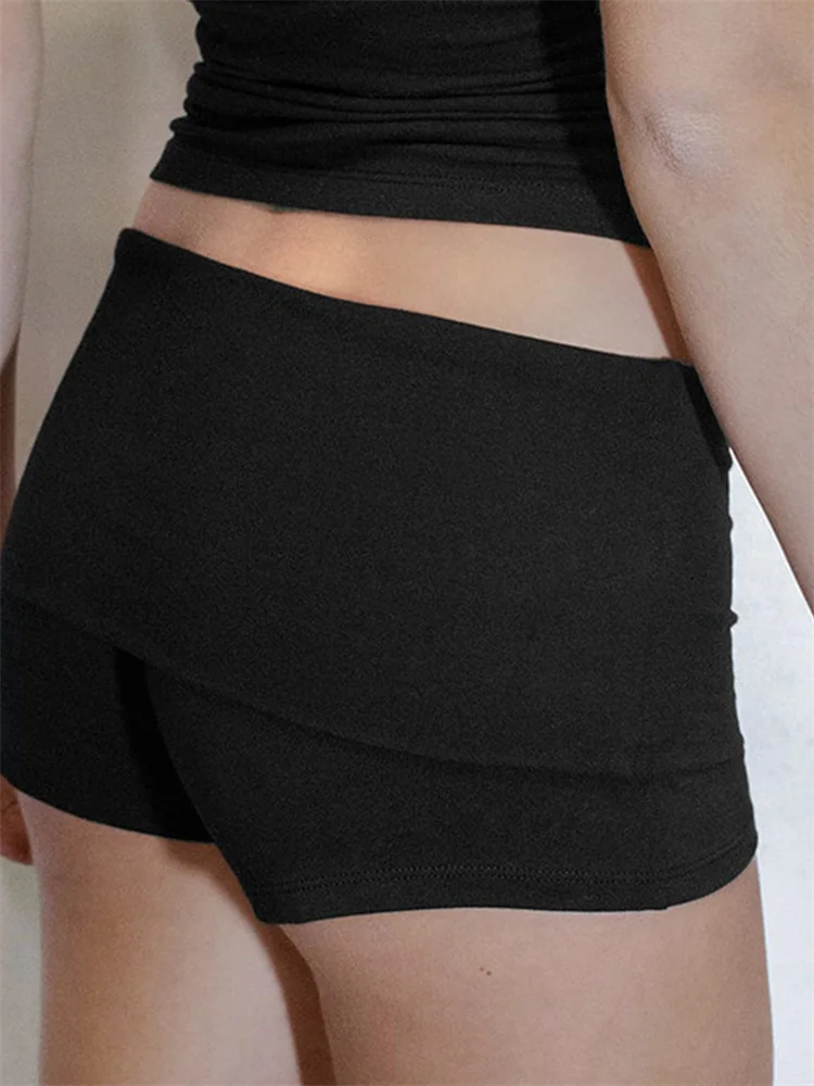CHRONSTYLE-pantalones cortos elásticos de cintura baja para mujer, Shorts informales ajustados de Color liso, ropa de calle, novedad de verano 2024