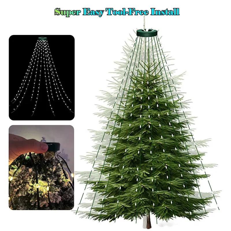 Smart Christmas Tree Lights RGB Multicolor LED Fairy Bluetooth App Control Lamp Timer Music Sync For Christmas Tree Decor