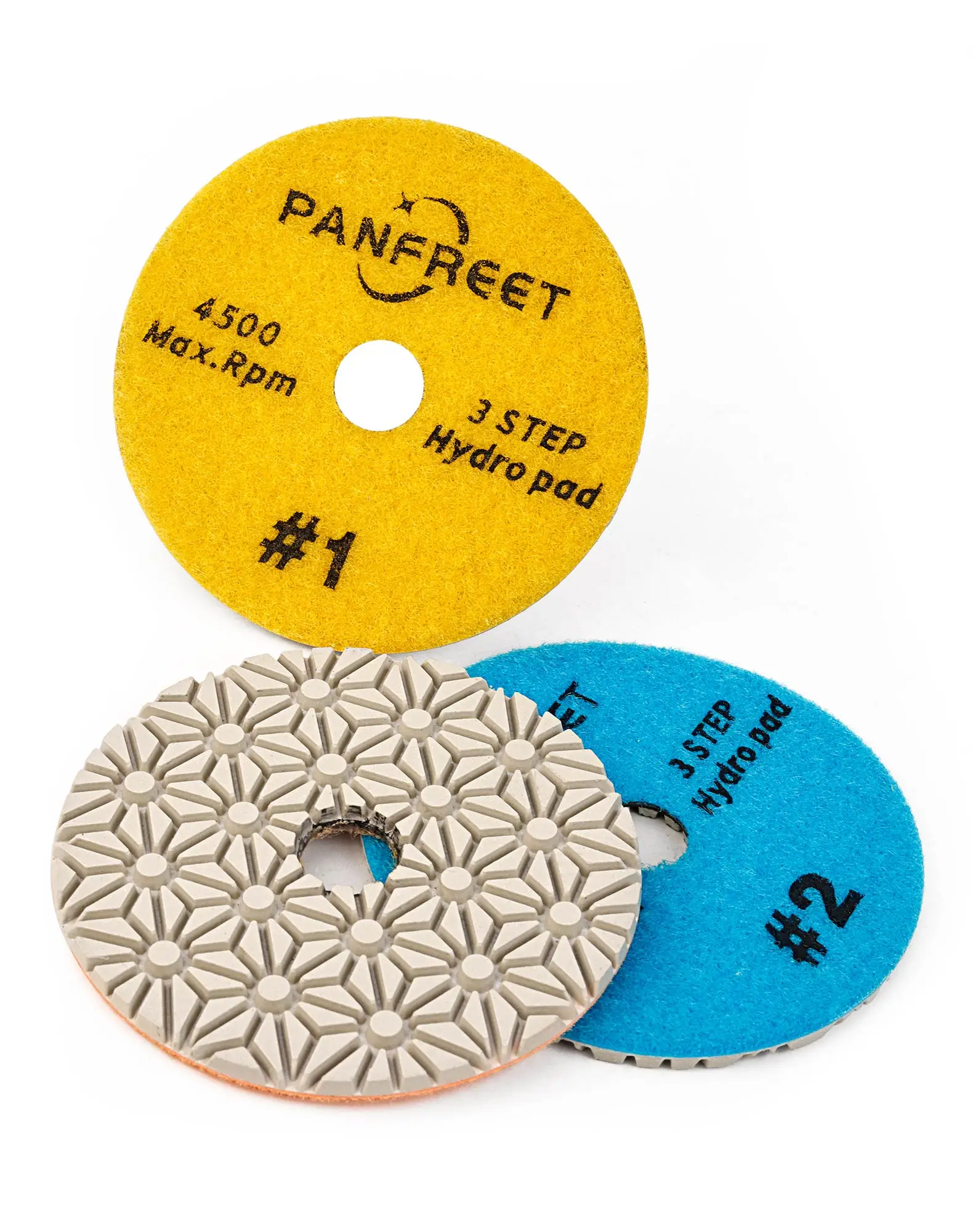 Panfreet Tamponi per lucidatura diamantati da 4 pollici a 3 fasi Wet/Dry Tamponi per lucidatura in granito per granito, quarzo, marmo, cemento, terrazzo