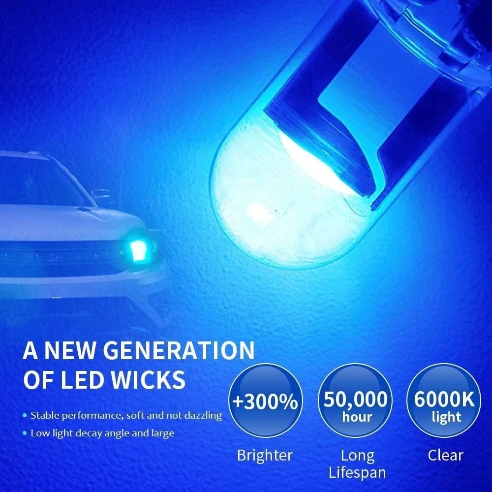 Coche LED T10 W5W Canbus vidrio COB 6000k lectura cúpula lámpara marcador cuña matrícula bombilla 168 194 192 DC 12V blanco azul rojo