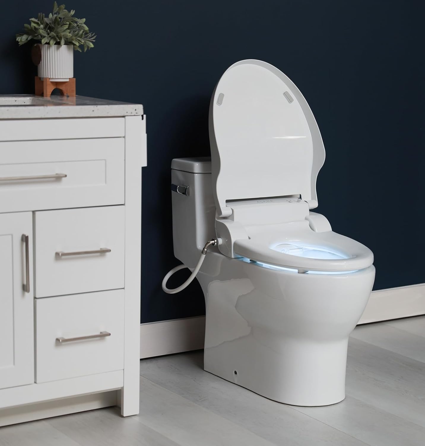 JX2 Elongated Bidet Toilet Seat, White, Endless Warm Water, NEW* Bowl Mist, LED Light, Quiet Operation, Wireless Remote