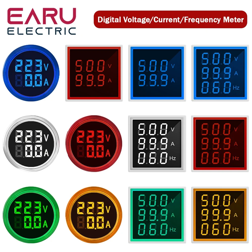 AC 20-500V 1-100A LED voltímetro digital amperímetro Hertz HZ luces de señal 220V medidor de corriente de voltaje voltios amperios probador Detector rojo
