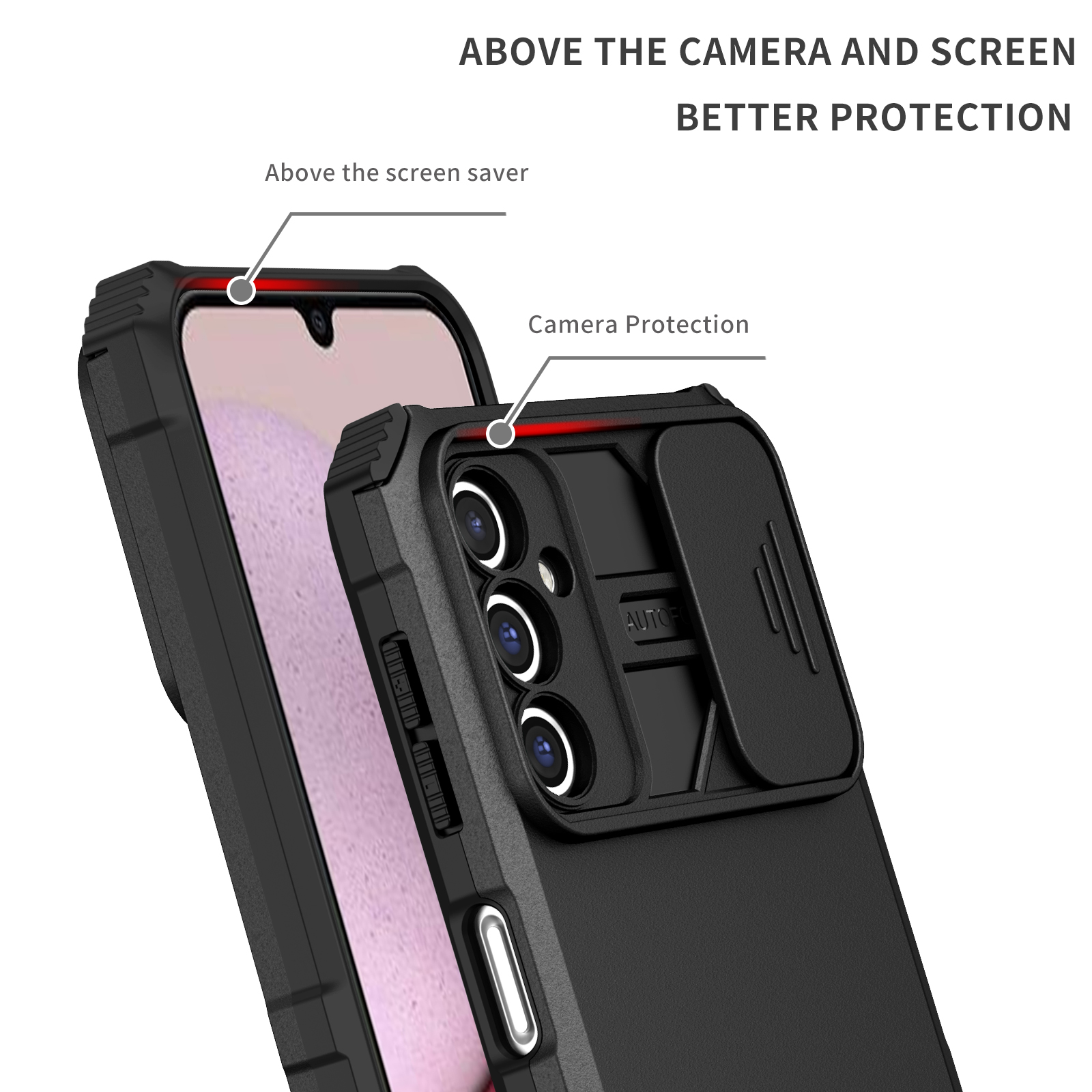 Funda armadura para Samsung Galaxy A15 5G A25 A35 A55 A05 A05S A14 A24 A34 A54 cubierta protectora deslizante lente Kickstand Coque Fundas