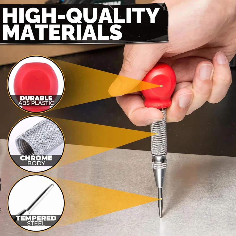 New Automatic Center Punch Glass Breaker Window Puncher Bit Center Punch Eyelet Automatic Spring Impact Punch Woodworking Tools