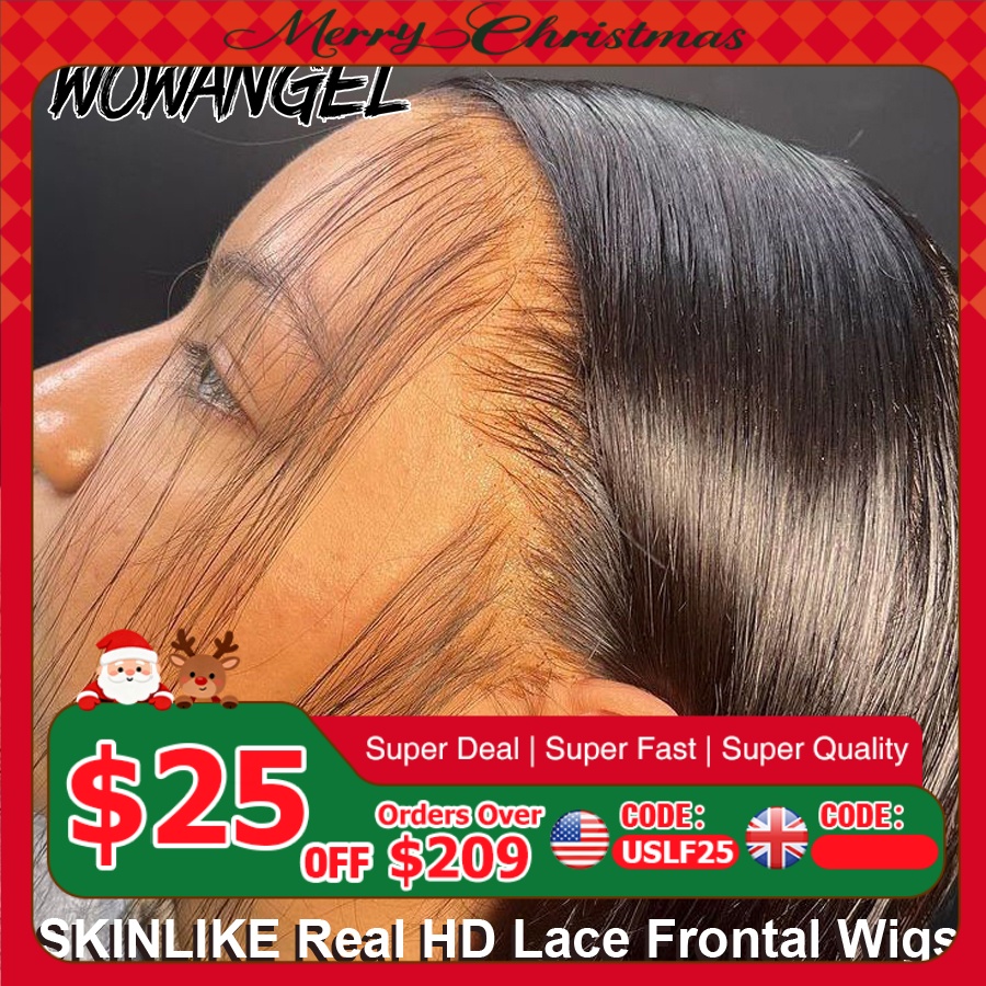 WOW ANGEL HD Lace Frontal Wig 250% 13x6 HD Lace Front Wig Прямые волосы Invisible HD Lace Melt Skin HD Lace Front Human Hair Wig