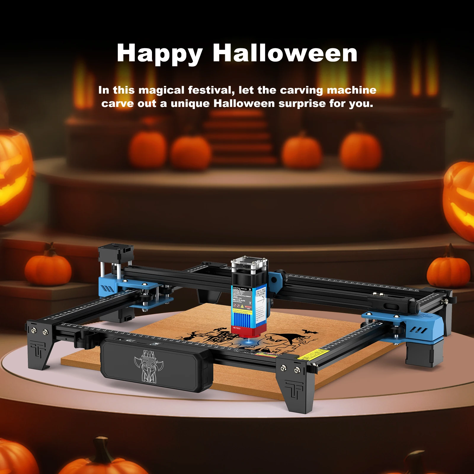 Twotrees TTS-55 pro 80w máquina de gravação a laser cortador cnc com controle offline wi-fi para madeira metal acrílico 445 ±nm laser azul