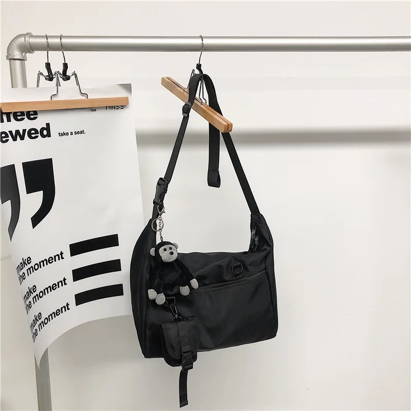 Bolsa crossbody masculina estilo rua, mochila de nylon de ombro único casual cor pura dobrável ia bolsa de tamanho ande