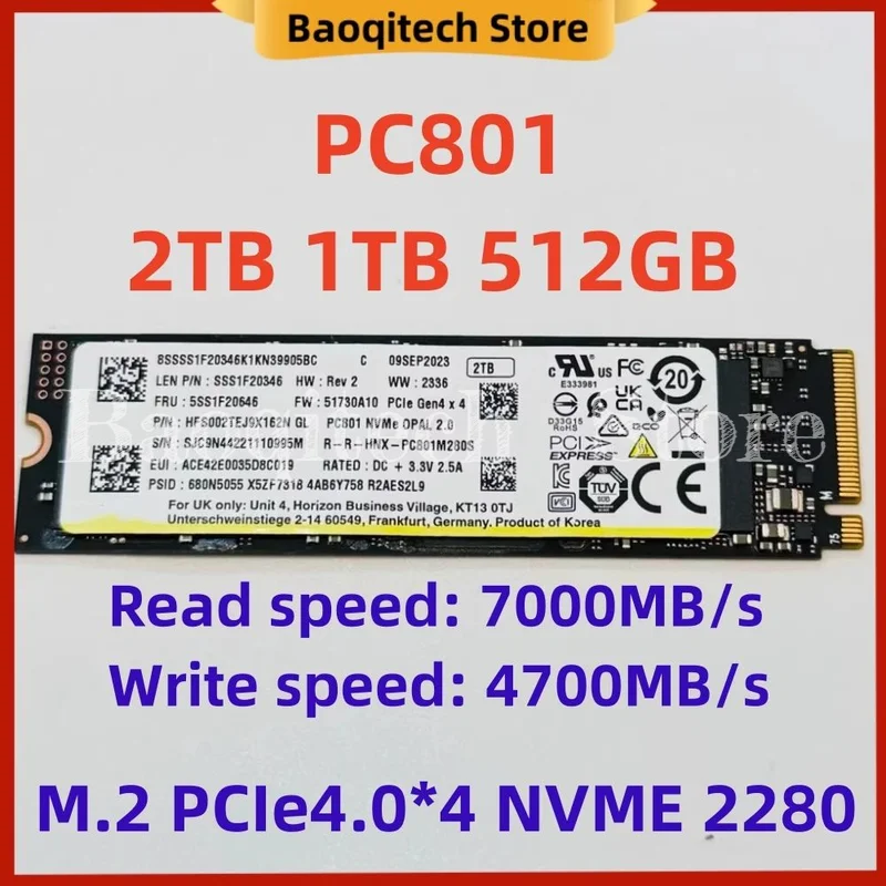 PC801 2T 1T 512G 256G 2280 NVME Alien Gungod SSD PCIE4.0 M.2 unidad de estado sólido Original para disco duro SK hynix