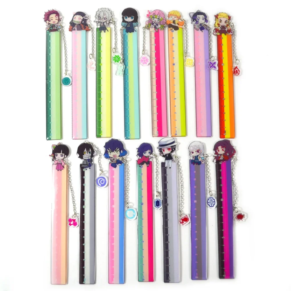 Anime Ruler Kamado Tanjirou Nezuko Kawaii Figure Straight Ruler Drawing Rulers School Stationery Kids Gift