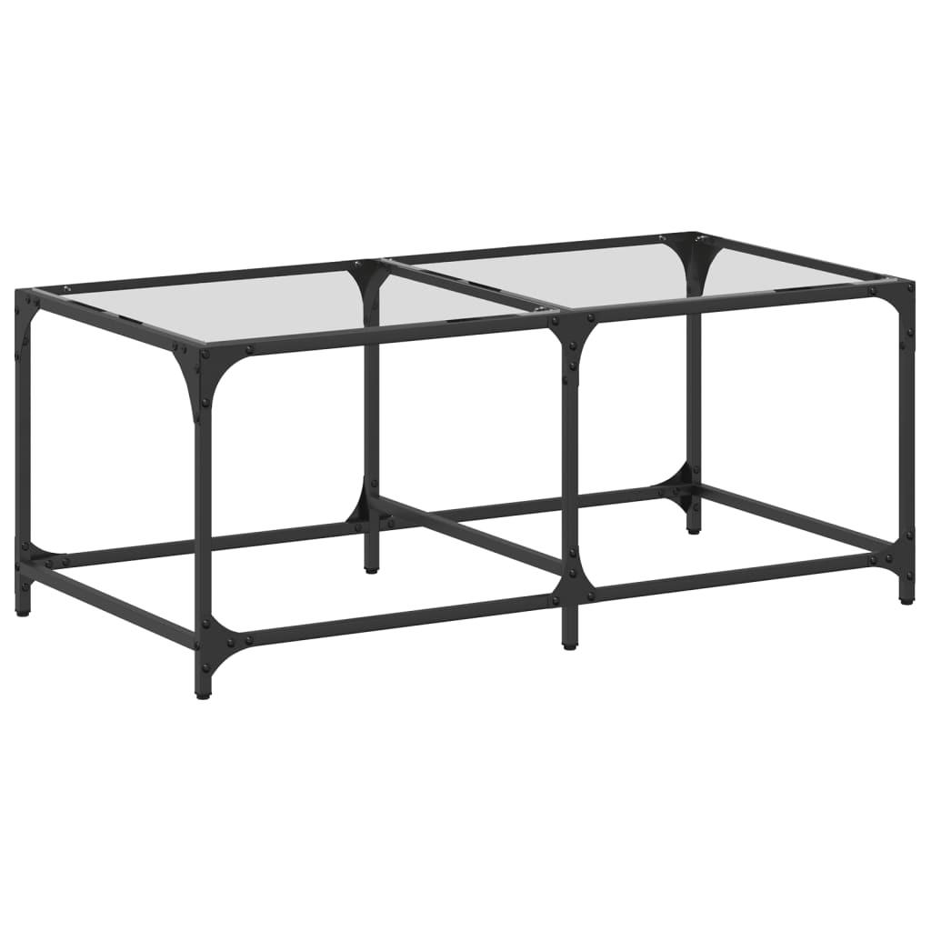 Salontafel van transparant glas 98.5x50x40 cm Modern woonkamermeubilair met stalen frame