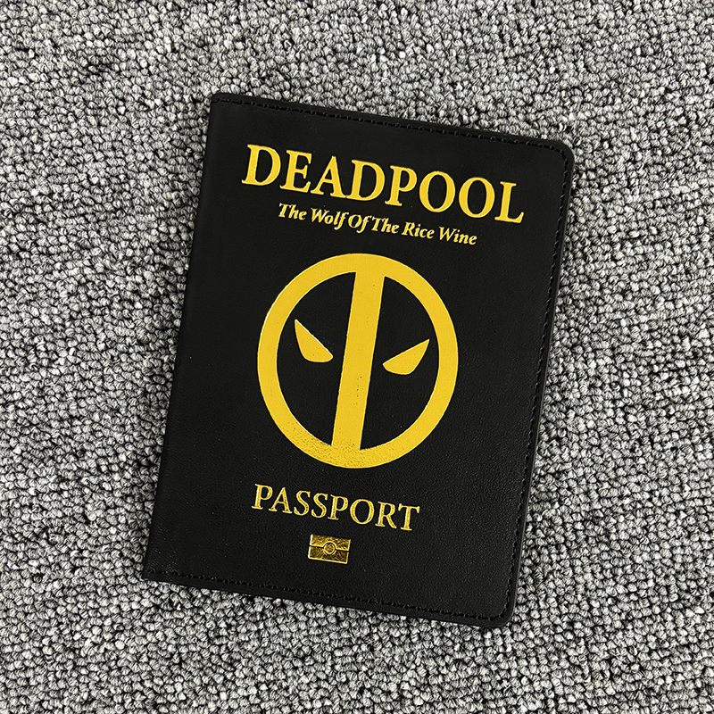 Cartera de viaje Marvel Comics Deadpool porta pasaporte de cuero PU mujeres hombres funda para pasaporte tarjeteros de identificación