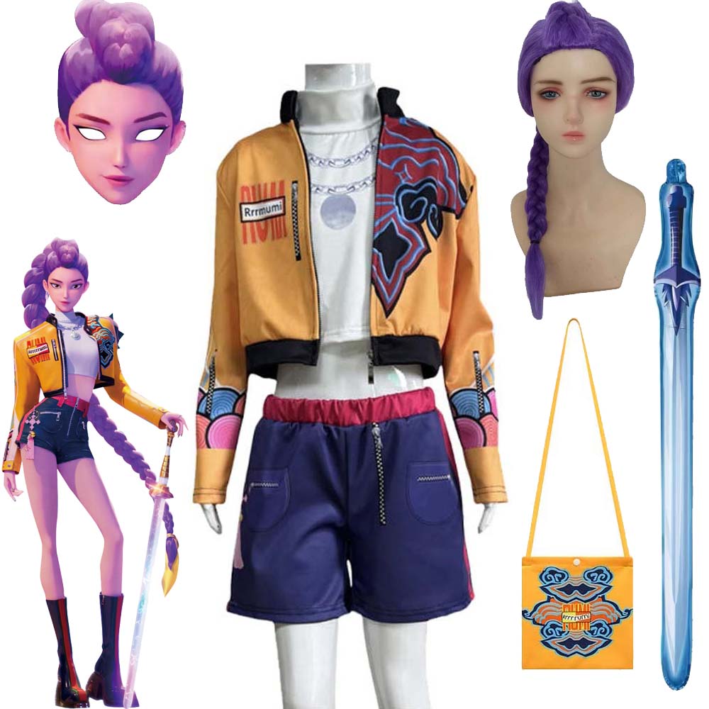 Костюм Руми для детей KPop, охотник на демонов, косплей, сценическая одежда, карнавальный костюм на Хэллоуин, парик, маска, воздушный шар, меч, бесплатно