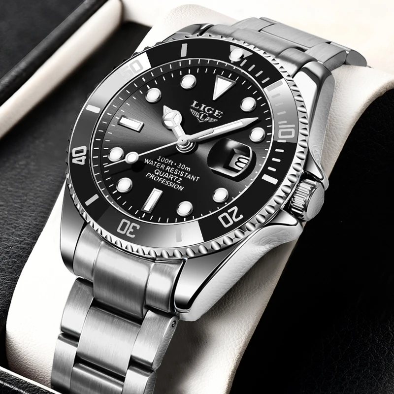LIGE-reloj analógico de cuarzo para hombre, accesorio de pulsera resistente al agua con cronógrafo, complemento masculino de marca de lujo con diseño moderno y estilo informal, perfecto para negocios
