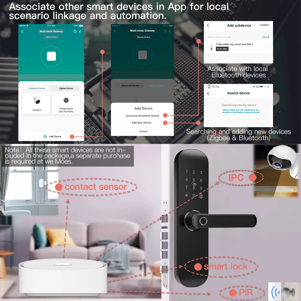 MOES Smart multimodo Gateway ZigBee 3,0 WiFi Bluetooth Mesh Hub funciona con la aplicación inteligente Tuya Control por voz a través de Alexa Google Home