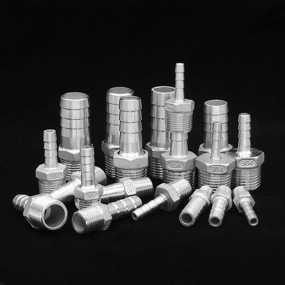 1/8 "1/4" 3/8" 1/2" 3/4" 1" BSPT オス 6 8 10 12 13 15 16 19 20 25 32 ミリメートルホースバーブコネクタ 304 ステンレス鋼ホーステールカプラー