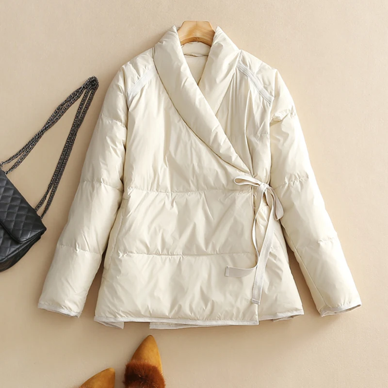 Sedutmo primavera oversize pato para baixo casaco feminino vintage jaquetas curtas outono moda magro casual parkas ed1618