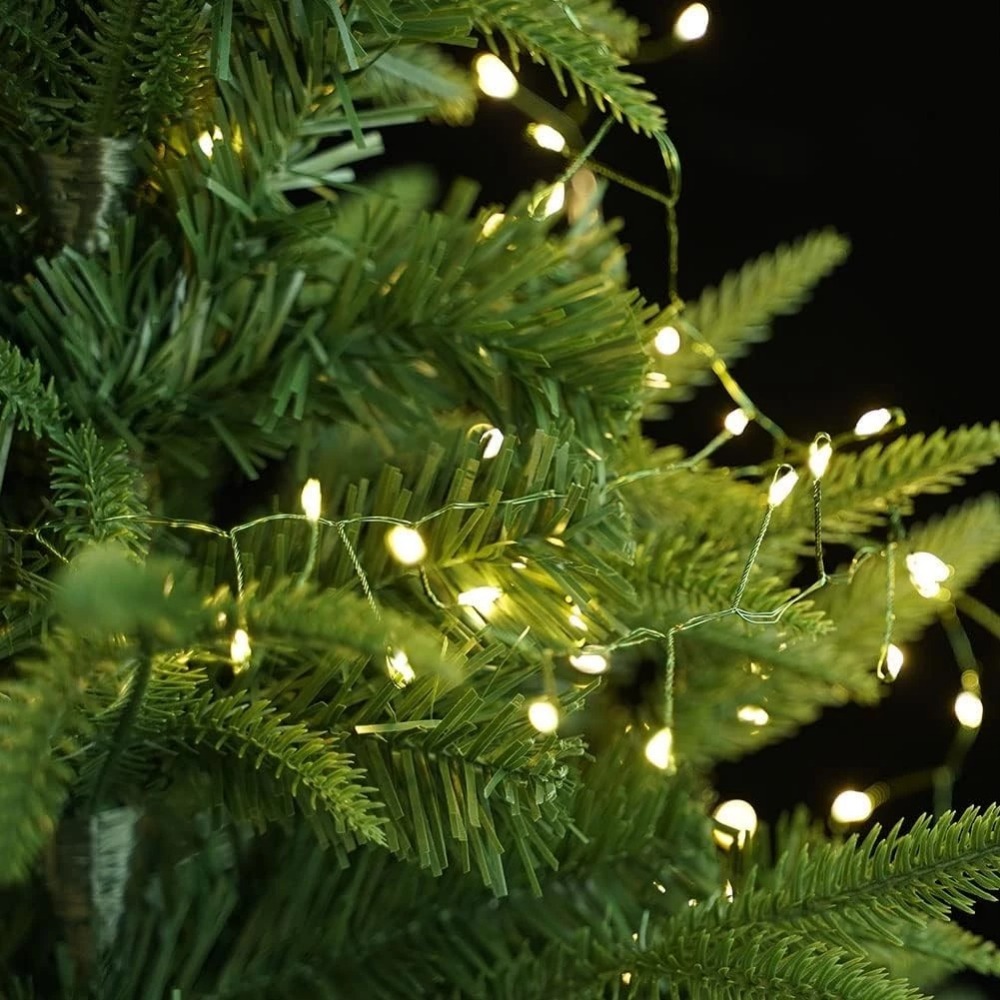 220V EUプラグ 30M/50M/75M LEDツリー花火銅線ストリングガーデンデコレーションライトリモコン付きグリーンラインフェアリーライト