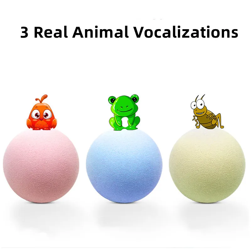 ของเล่นแมวลูกบอลเสียงกบนก Chirping คริกเก็ต EVA Balls Rolling Cat Plush Soft Self-Heeling Teaser ของเล่นสัตว์เลี้ยงอุปกรณ์เสริม