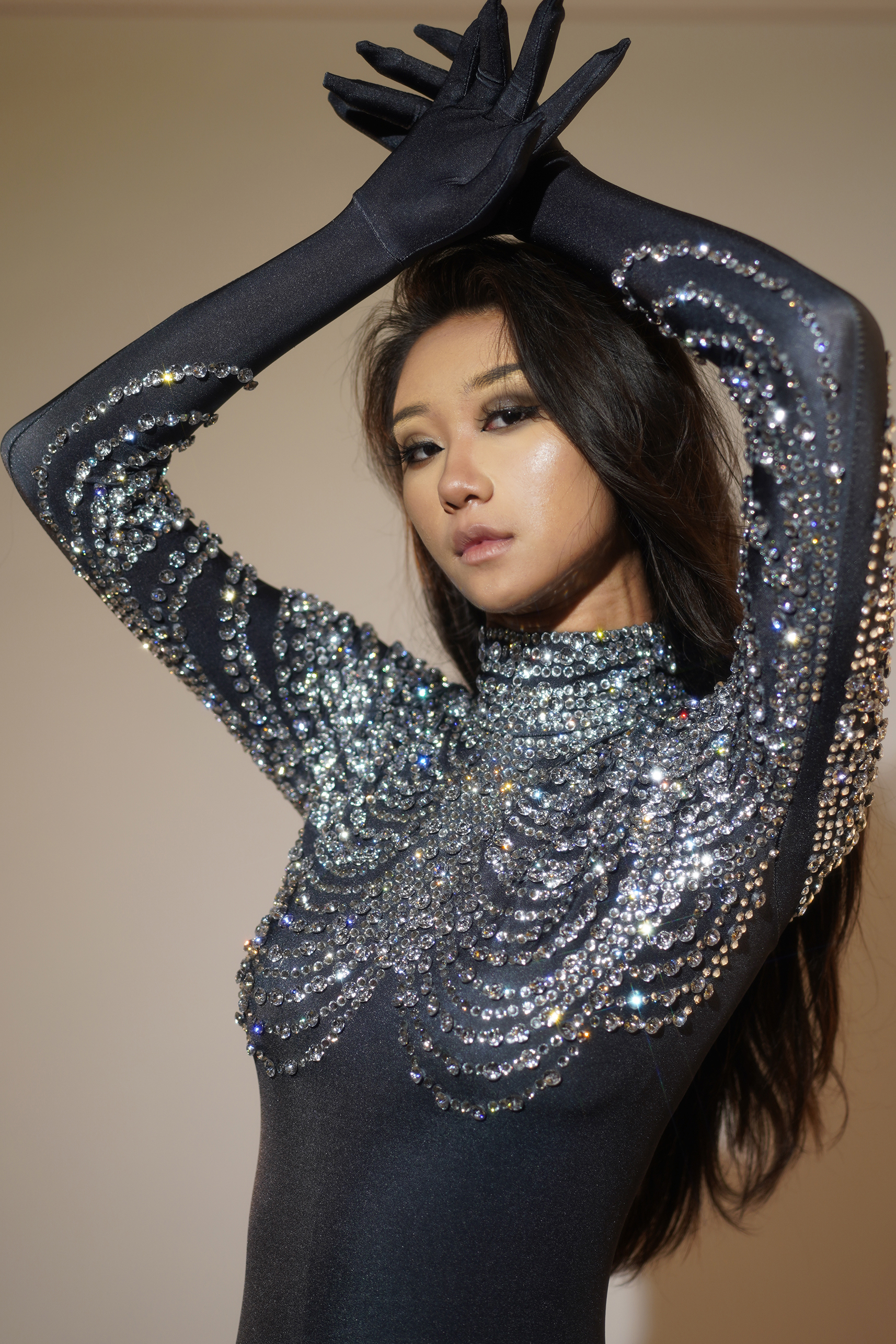 สต็อกประกาย Rhinestone ยืด Jumpsuit ผู้หญิงเซ็กซี่ Club Party ลาก Queen นักร้องนักเต้น Stage เครื่องแต่งกาย