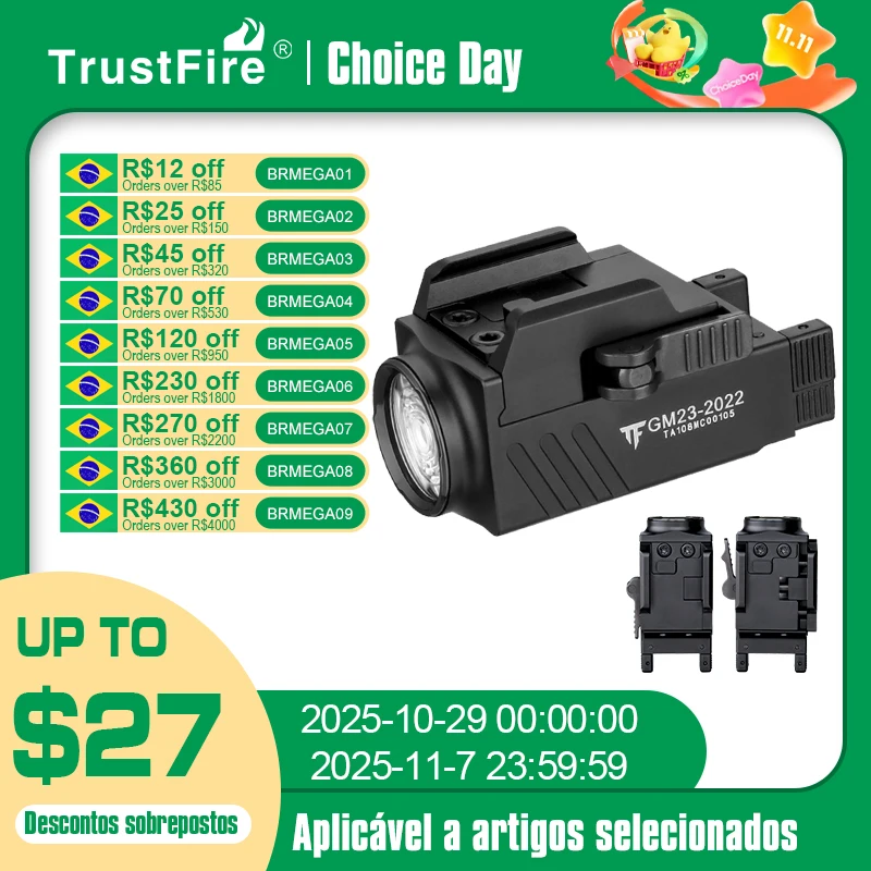 Тактический светодиодный фонарик Trustfire GM23, 800LM, перезаряжаемый через USB, быстросъемные фонари для GL и 20 мм Picatinny Rail Tauru TX2