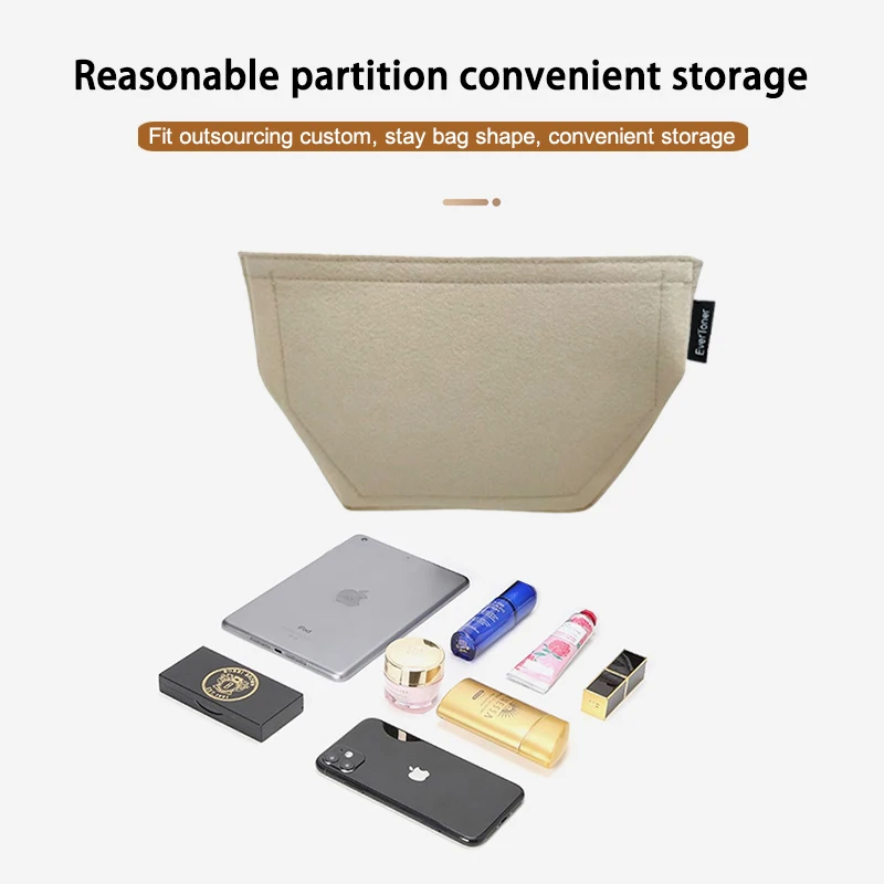 EverToner Felt Insert Bag For P-LENE C-me Liner Bag Felt Cloth Makeup Bag Support Travel Portable Insert Purse Organizer