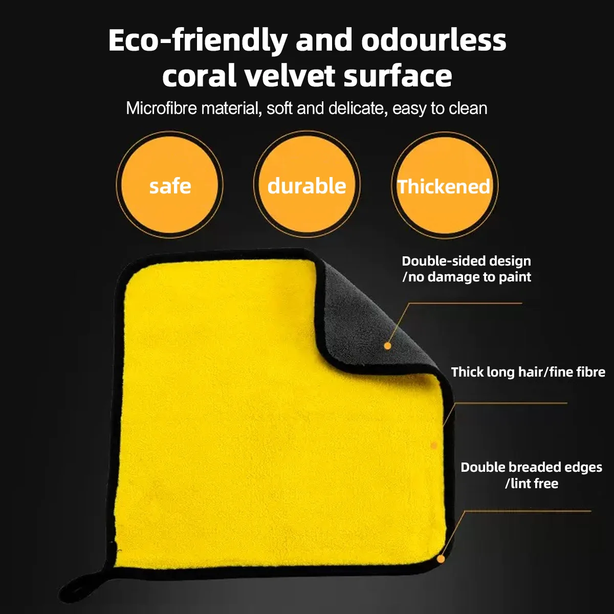 Coral Fleece Double Sided Car Cleaning Towel Quick Drying Waterproof and Oil Resistant Super Absorbent Without Leaving Traces