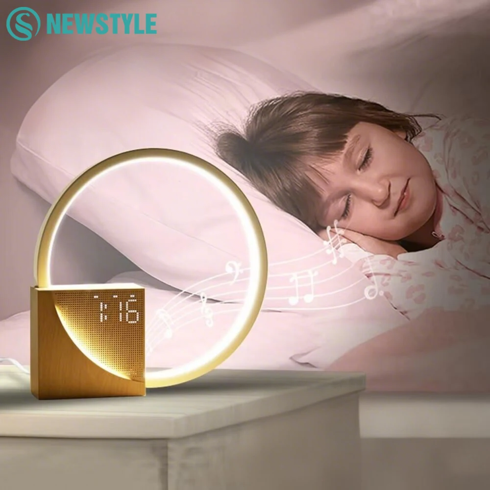 Wecker Weck-Nachtlicht mit weißem Rauschen-Timing, 3-stufig dimmbar, Touch-Tischlampe für Schlafzimmer, neben der Lampe