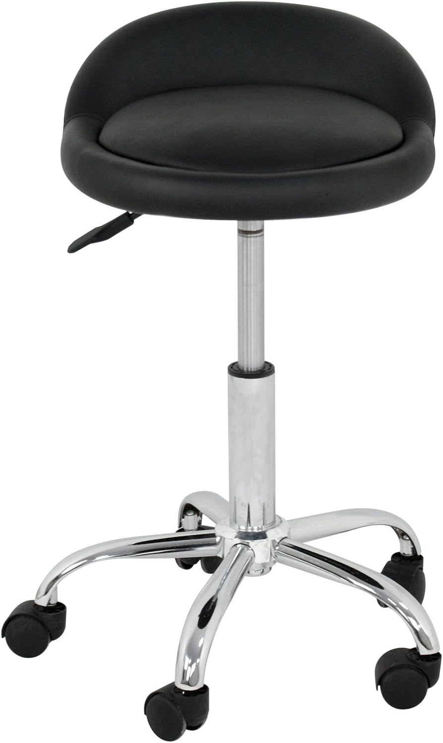 Taburete de salón giratorio hidráulico de altura ajustable, taburete médico de Spa para masaje Facial de tatuaje con ruedas de respaldo