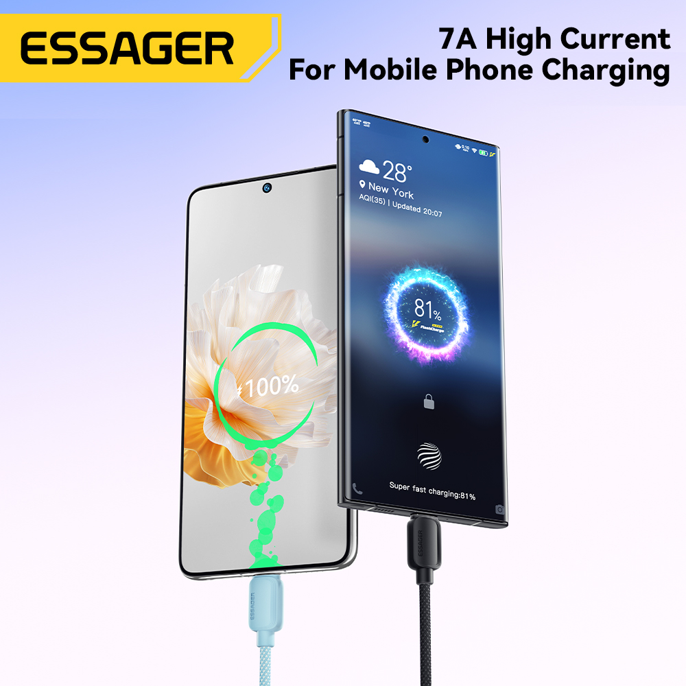 Essager 7A 100W USB Type C Cable For Huawei Honor 88W PD Fast Charging Charger USB A Data Cord Cable For Xiaomi Oneplus Samsung