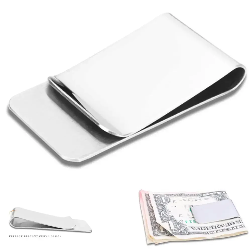 Gran oferta de alta calidad, Clip de Metal, bolsillo delgado, tarjeta de crédito, Clip de identificación, Clip de dinero de acero inoxidable, billetera, abrazadera para efectivo, monedero para hombre