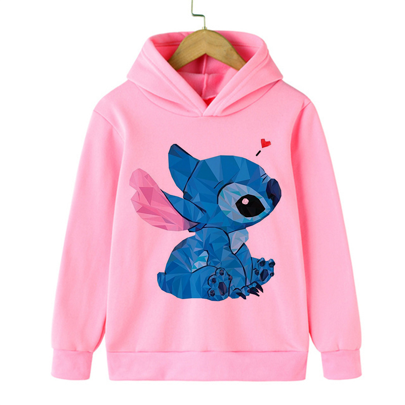 Sudadera con capucha de Disney Stitch para niño y niña, ropa de dibujos animados Y2k Kawaii, sudadera de Lilo y Stitch, Top informal para bebé