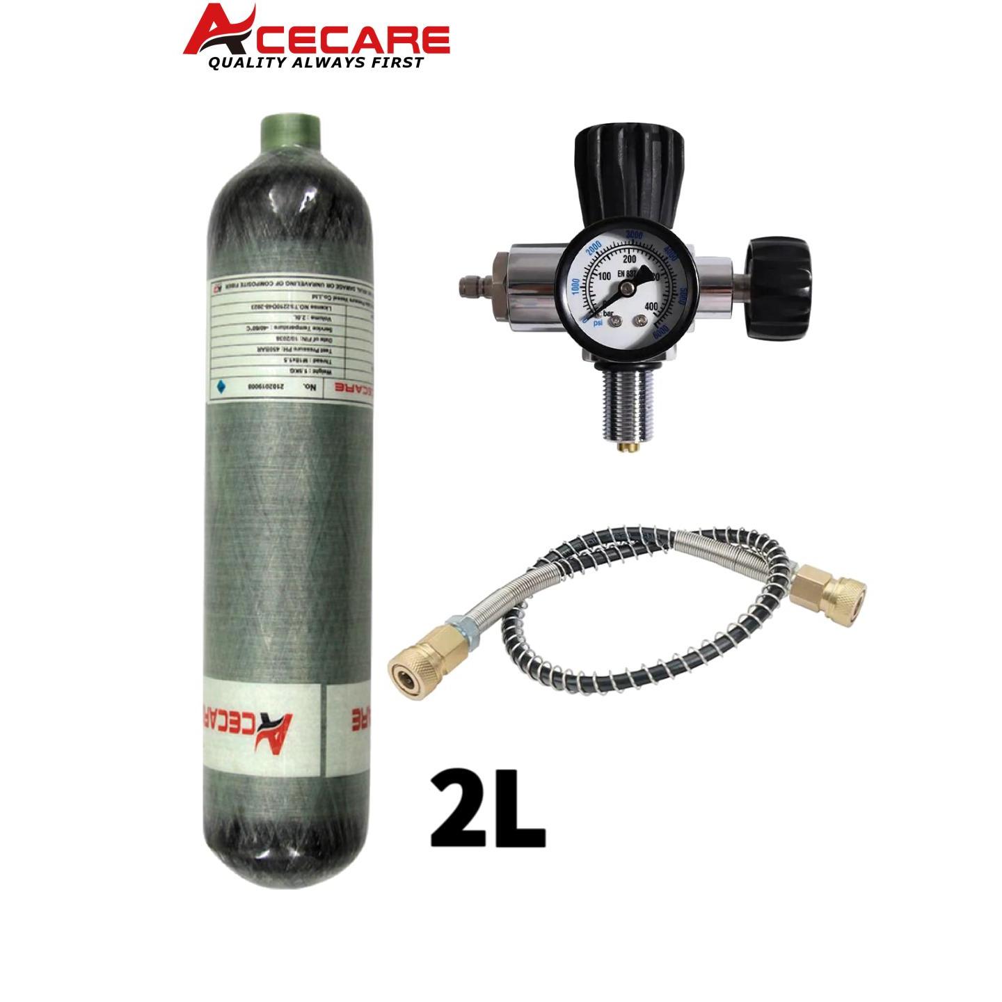 Acecare 4500psi 300bar 2l Kohle faser zylinder Hochdruck füll station mit Regelventil Tauch behälter gewinde m18 * 1,5