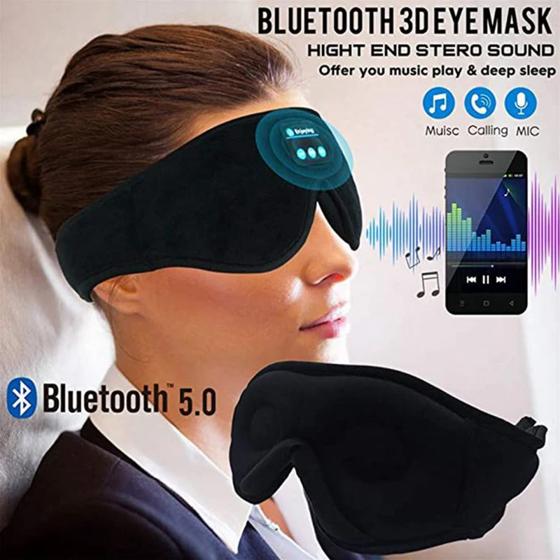 Bluetooth 睡眠ヘッドフォン 3D アイマスクワイヤレス航空旅行 5.0 ヘッドバンドソフト弾性快適な音楽イヤホン