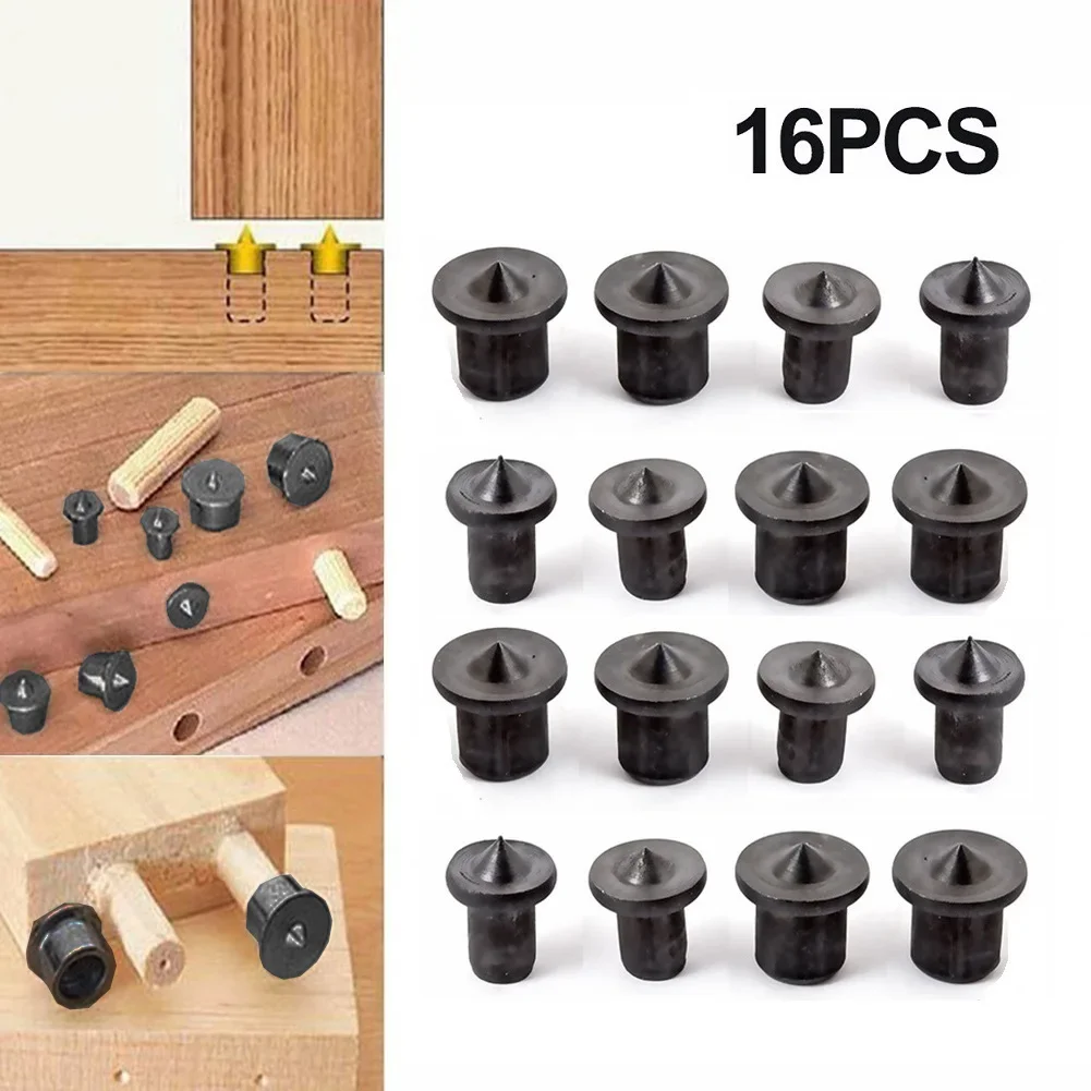 16pcs Dowel Centre Point Set Wood Drill Hole Tenon Center Furniture Centering Point Drilling Woodoworking Tools 6/8/10/12mm