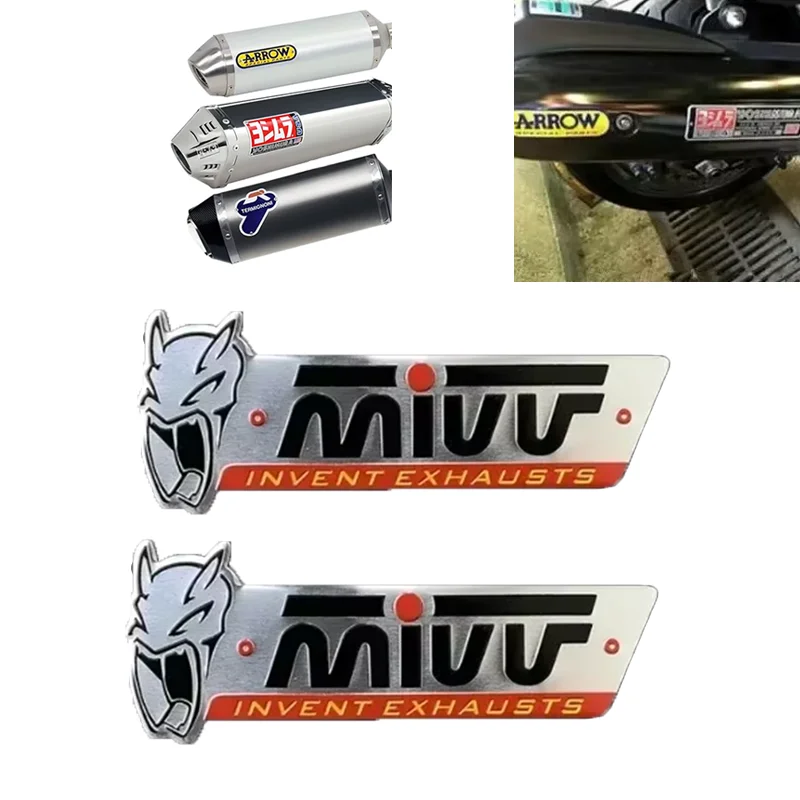 アルミモーターサイクルエキゾーストサイレンサー,3Dステッカー,耐熱性,ヨシムラ,ホンダ,ヤマハ,スズキ,BMW, 2個