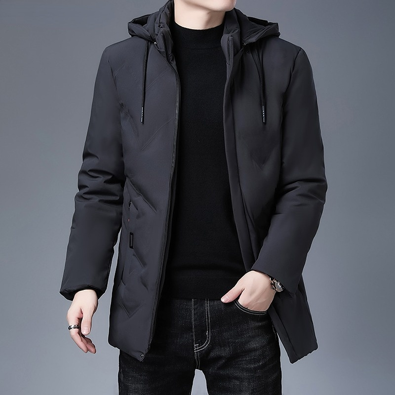 Roupas masculinas de alta qualidade nova marca de moda com capuz casual moda longo engrossar outwear parkas jaquetas inverno blusão casacos