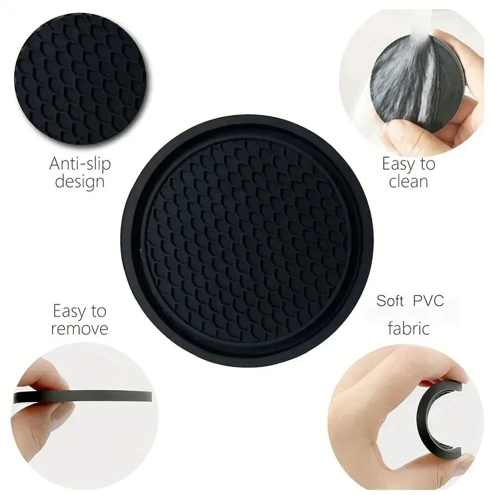 Carro Anti Slip Cup Holder, preto, Insert Coasters, Pads, Acessórios Interiores, Universal, se encaixe a maioria dos copos, se encaixe mais, 2pcs