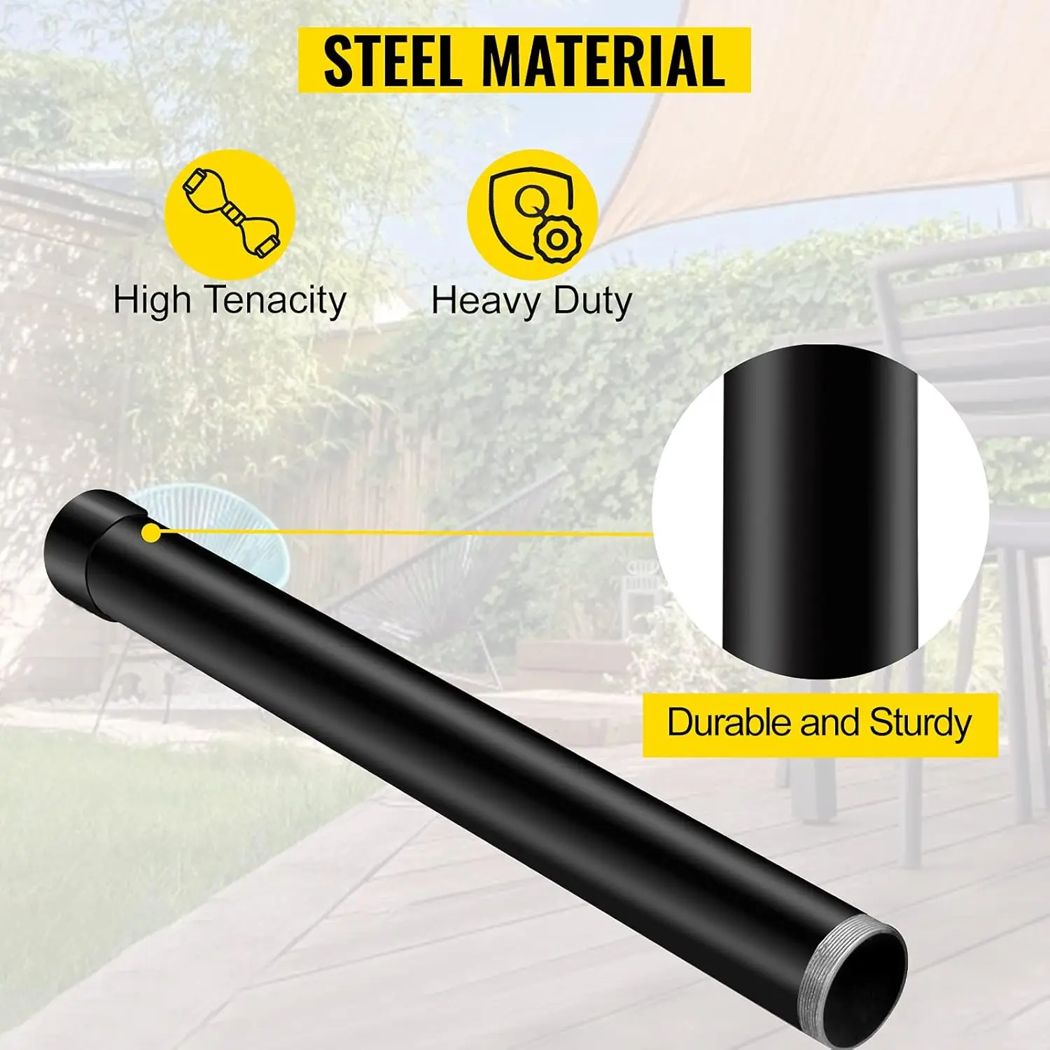 Sail Pole Extension, 21" Height Shade Pole Extension, 3" Diameter Shade Sail Pole Extender