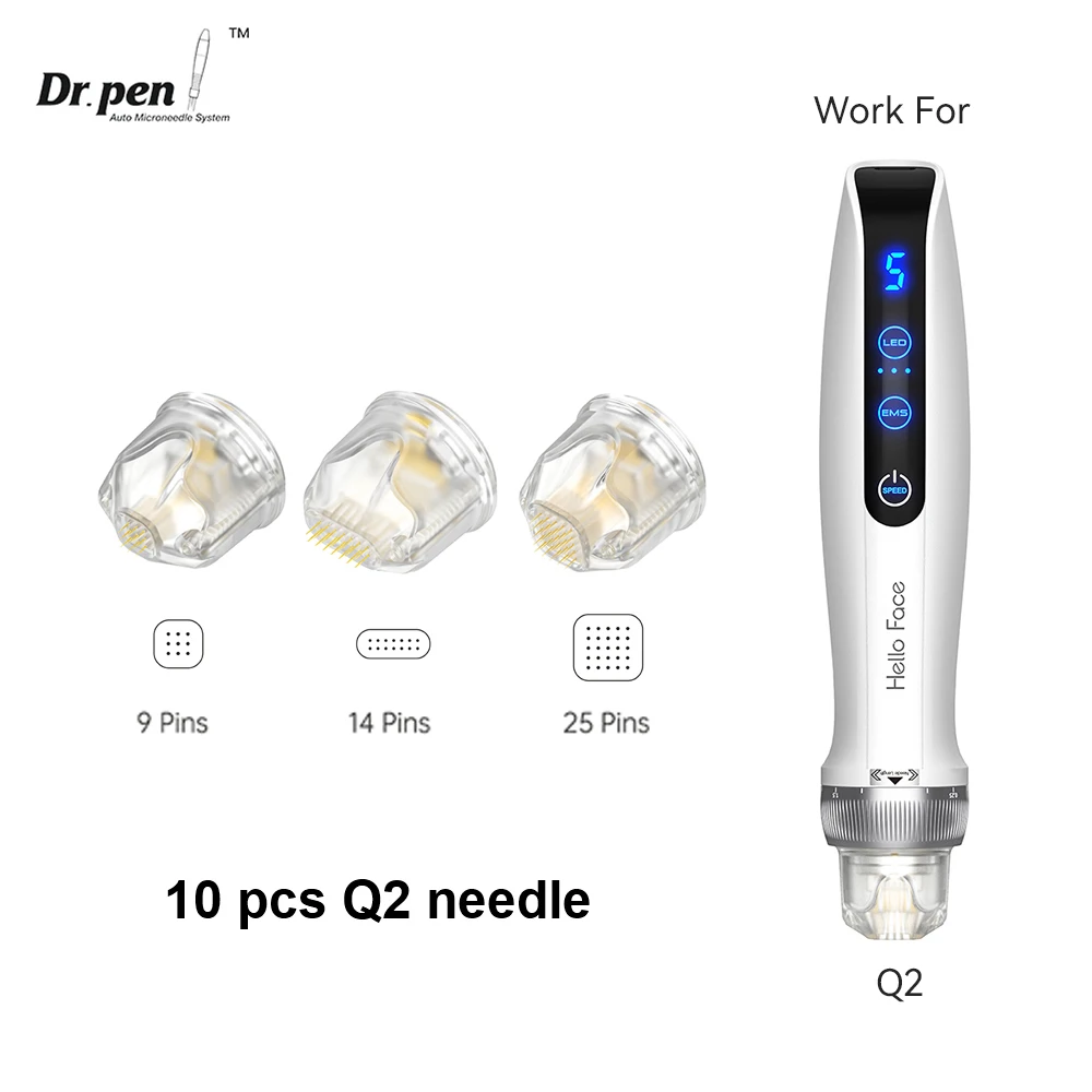 10 ชิ้น Q2 ตลับเข็มทํางานสําหรับ Dr. ปากกา Hello Face Bio Pen Q2 เข็มหัว Derma Stamp 9 ขา 14 ขา 25 ขาตลับไทเทเนียม