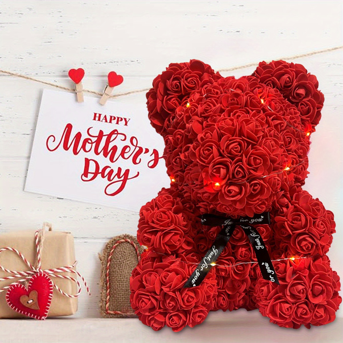Artificial Flower Eternal Rose Teddy Bear for Mom Mother's Day Birthday Valentine's Day Anniversary Gifts & Decor Miniatures New