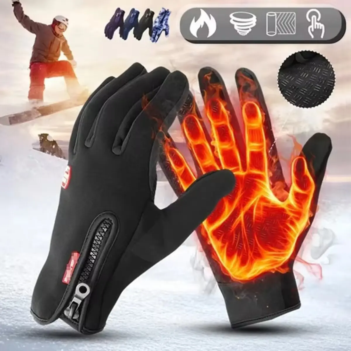 Touchscreen-warme Handschuhe, Outdoor, Radfahren, Fahren, Motorrad, wasserdicht, kalte Handschuhe, winddicht, rutschfest, für Damen und Herren, Winter-Skihandschuh
