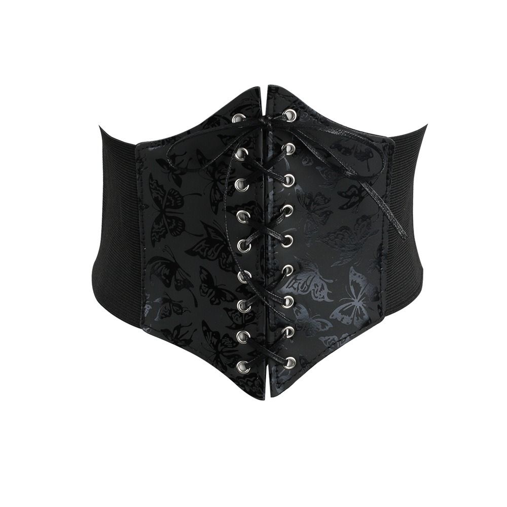 Cummerbunds élastiques papillon en cuir PU, ceinture large étoile, ceinture imprimée, tenues corset à la taille, mode